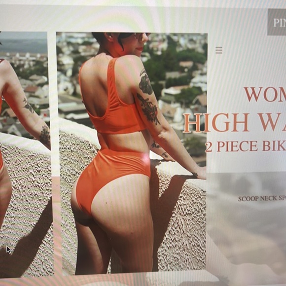 Red High Waist Swimsuit - Picture 4 of 7